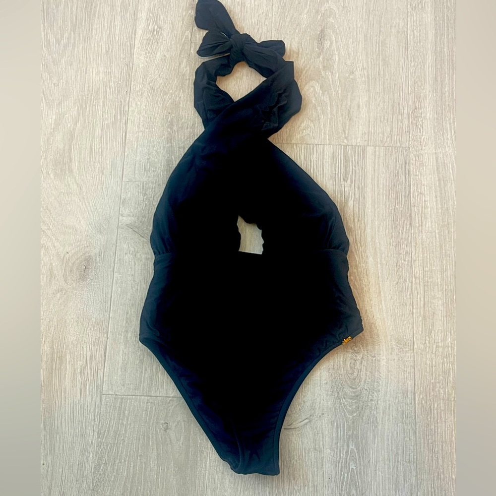 Salinas black multi-wear one piece bathing suit.